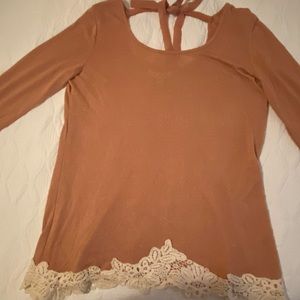 Tan 3/4 sleeve blouse